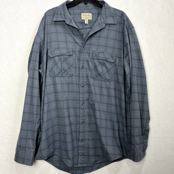 Cabela's Shirt Size XL Blue Plaid Button Down Long Sleeve Double Pocket Layering - Picture 1 of 5